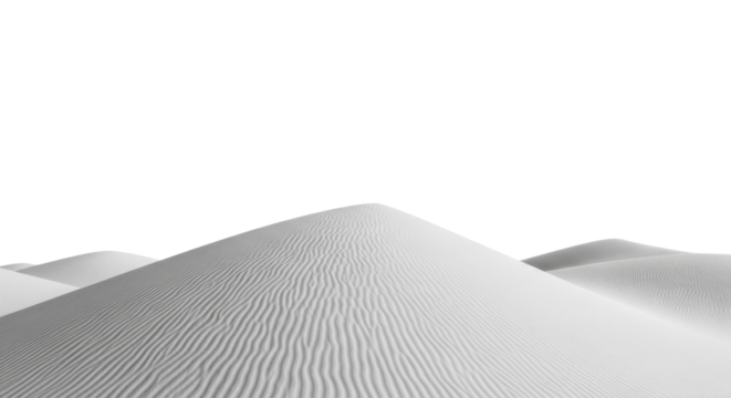 Minimalist dunes landscape in black and white isolated PNG with Transparent Background