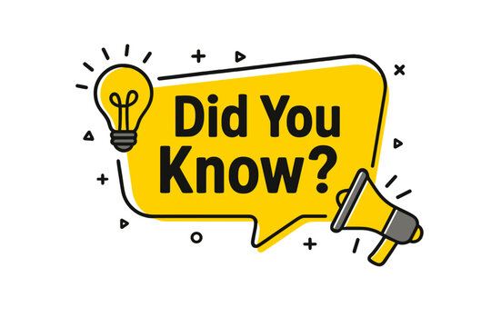 Did you know question in speech bubble with light bulb idea and megaphone. Vector banner for interesting fact, business, marketing, advertising. Quiz or trivia concept design.