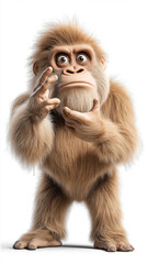Fototapeta premium Friendly cartoon gorilla posing with expressive gestures indoors