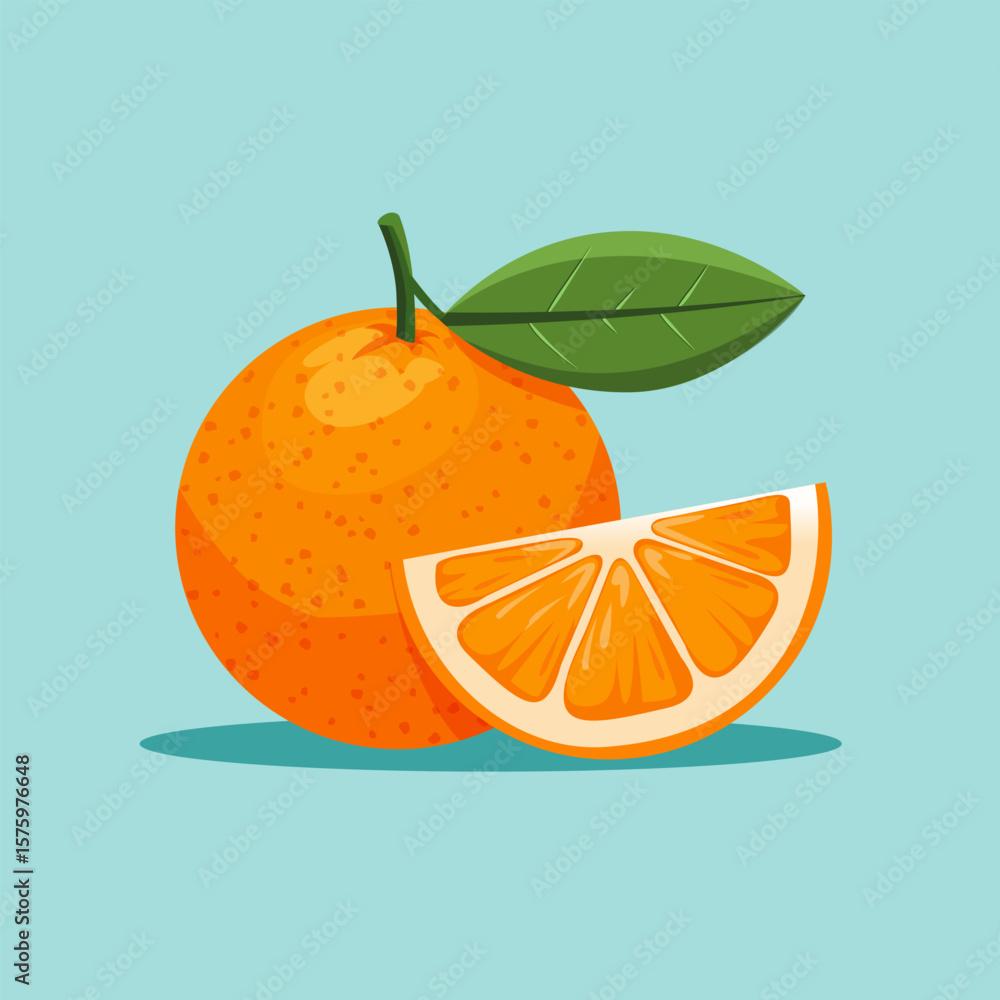 Poster vector image of juicy orange in flat style. image of orange on isolated background.vector image of j