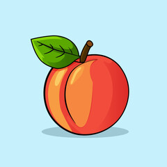 Vector image of juicy peach in flat style. Image of apricot on isolated background.