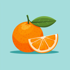 Vector image of juicy orange in flat style. Image of orange on isolated background.Vector image of juicy orange in flat style. 