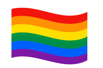 Obraz premium Waving rainbow flag of pride. LGBTQI+ community symbol. Gay, lesbian, bisexual, transgender freedom and love sign. Vector illustration isolated on white background. Lgbt.