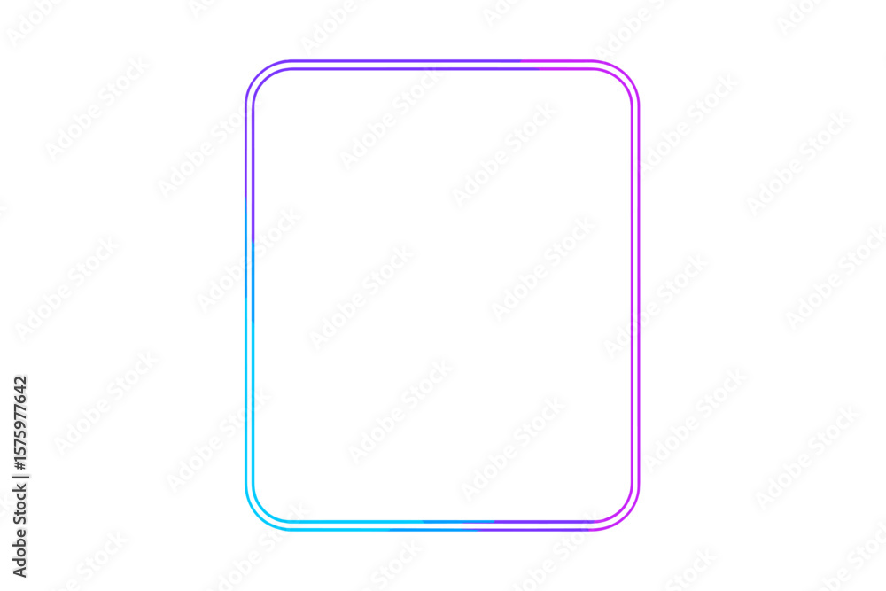 Poster neon rectangle frame with rounded edges. set of gradient glowing electric frames. luminous borders w