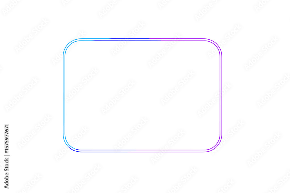 Poster set of neon rectangle frames with rounded corners. glowing gradient border with blue and purple ligh