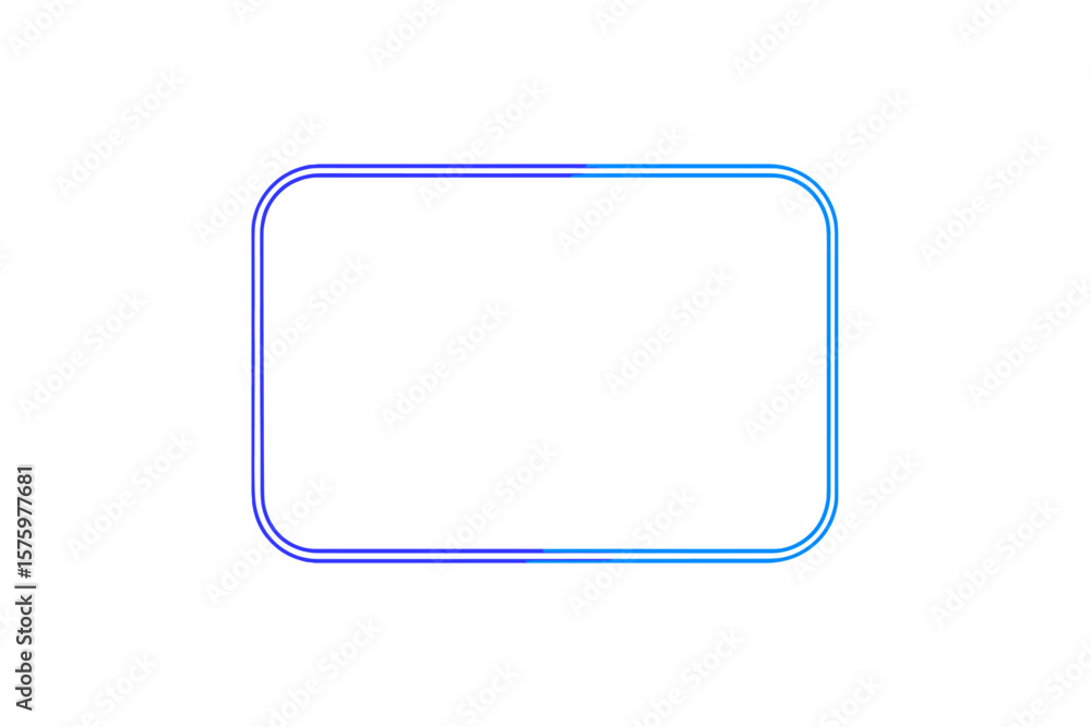 Poster neon rectangle frame with rounded edges. set gradient glowing illuminate electric frame. glowing lig