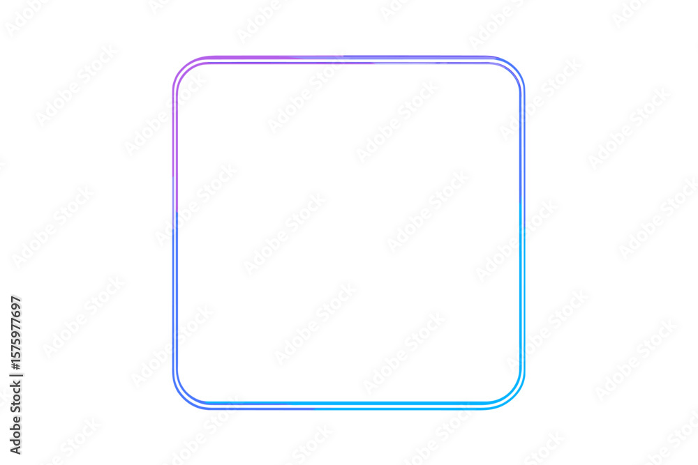 Poster neon frame concept. rectangle border with rounded edges. gradient glowing light effect. led lamp ele