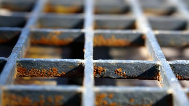 Rusty metal grate close-up