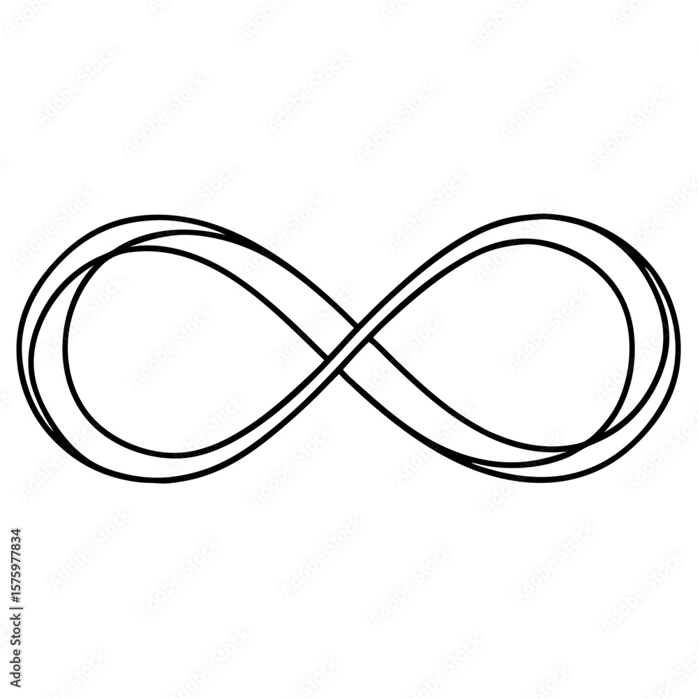 Poster minimalist one line infinity loop drawing, a concept of endlessness in continuous line art. visualiz