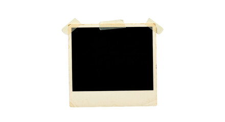 Instant photo with blank space secured by tape isolated PNG with Transparent Background