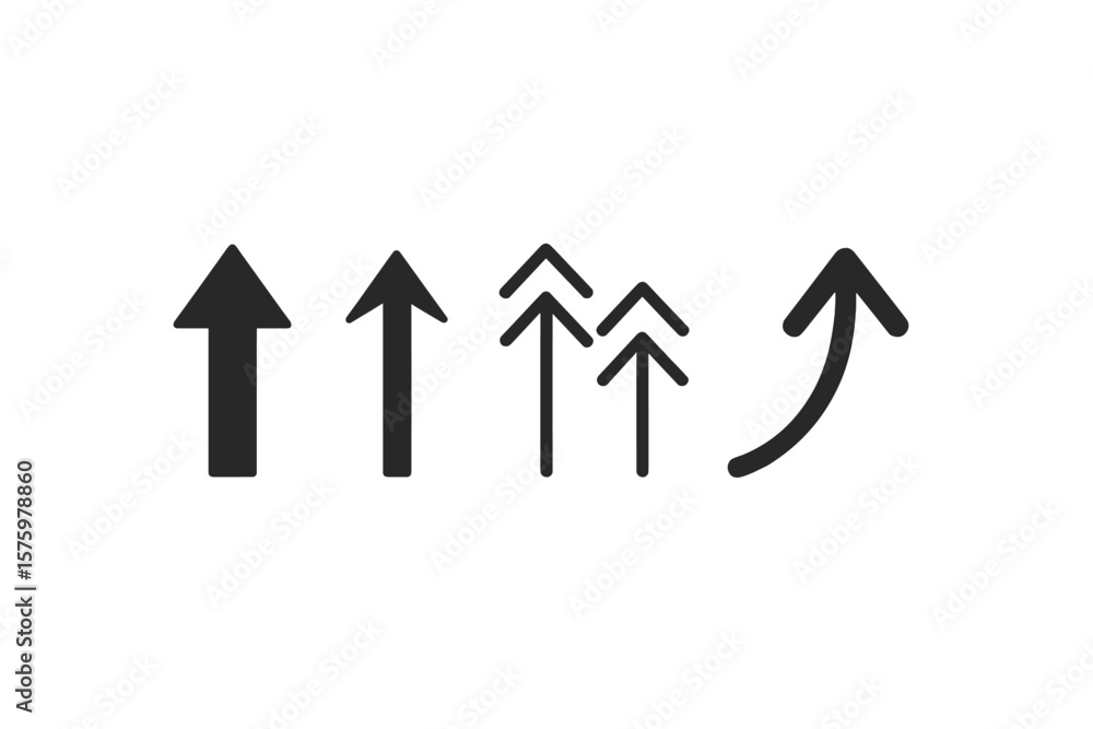 Poster set of swipe up arrows icons. collection of black arrow symbols pointing upwards for social media st