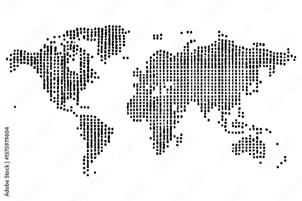Poster world map dot pattern. abstract dotted world map. black round dots global map. halftone style. minim