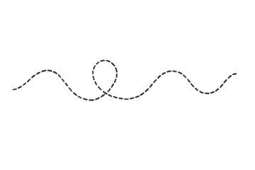 Wavy Dashed Curvy Line, Loopy Squiggle Path, Decorative Wave Border, Dotted Line Divider, Seamless Vector Illustration, Abstract Flow, Isolated Transparent Background