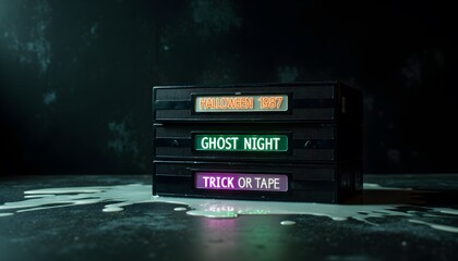 Vintage VHS Tapes Halloween Ghost Night Trick or Tape Nostalgic Horror Movie Decor