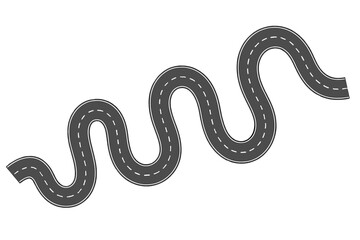 Obraz premium Curvy Winding Road Top View, Asphalt Highway with Sharp Bends, Sinuous Route, Isolated Vector, Transportation Concept, Twisting Path, Travel, Traffic, Journey, Urban Street