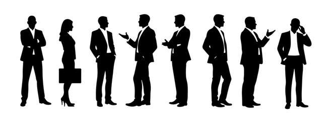 Modern Minimal Vector of Corporate Team Silhouettes Standing in different poses