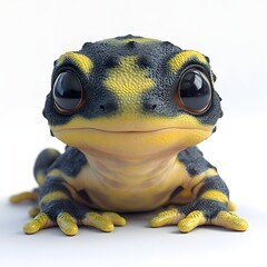 Vibrant cartoon frog with textured skin and glossy eyes, showcasing a playful design. A captivating amphibian illustration, isolated on a white background.