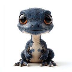 Adorable cartoon lizard with bright blue scales and a friendly smile. Perfect for children's books, educational materials, or whimsical designs. Baby dinosaur isolated on a white background.