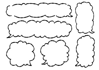 手書きの吹き出しイラストセット、シンプル、吹き出し