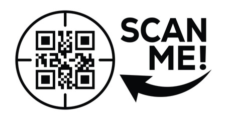 QR code scan icon set. Scan me frame. QR code scan for smartphone. QR code for mobile app, payment and identification. Vector illustration.