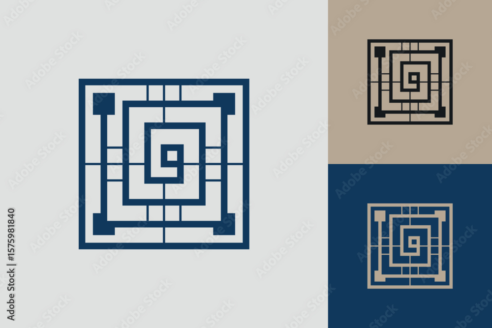 Poster geometric square logo icon. square concept vector design with minimalistic linear style
