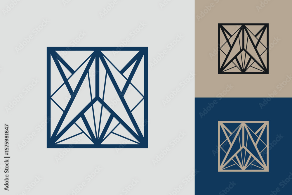 Fototapete geometric square logo icon. square concept vector design with minimalistic linear style