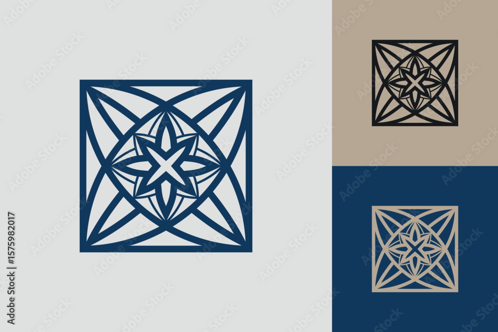 Fototapete geometric square logo icon. square concept vector design with minimalistic linear style