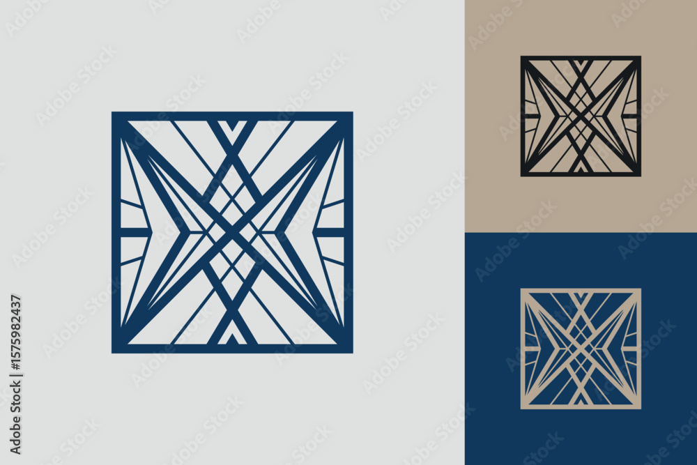 Fototapete geometric square logo icon. square concept vector design with minimalistic linear style