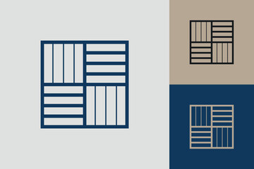 Geometric square logo icon. Square concept vector design with minimalistic linear style