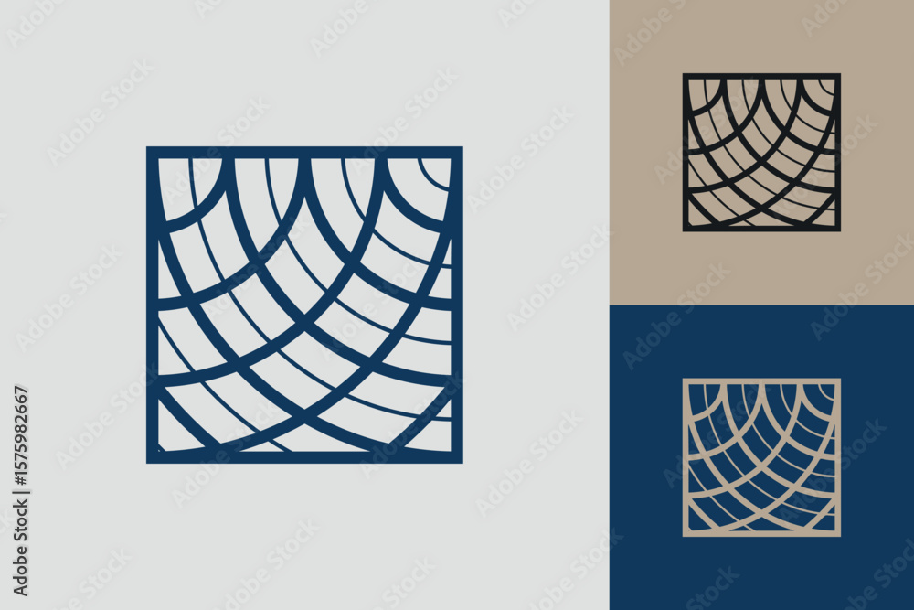 Poster geometric square logo icon. square concept vector design with minimalistic linear style