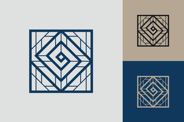 Geometric square logo icon. Square concept vector design with minimalistic linear style