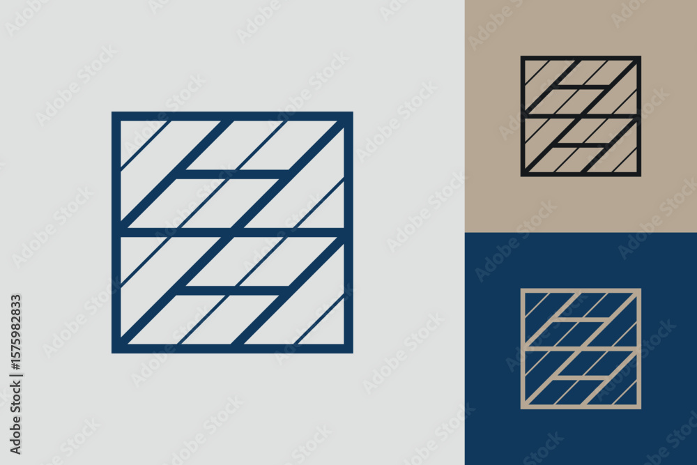 Fototapete geometric square logo icon. square concept vector design with minimalistic linear style