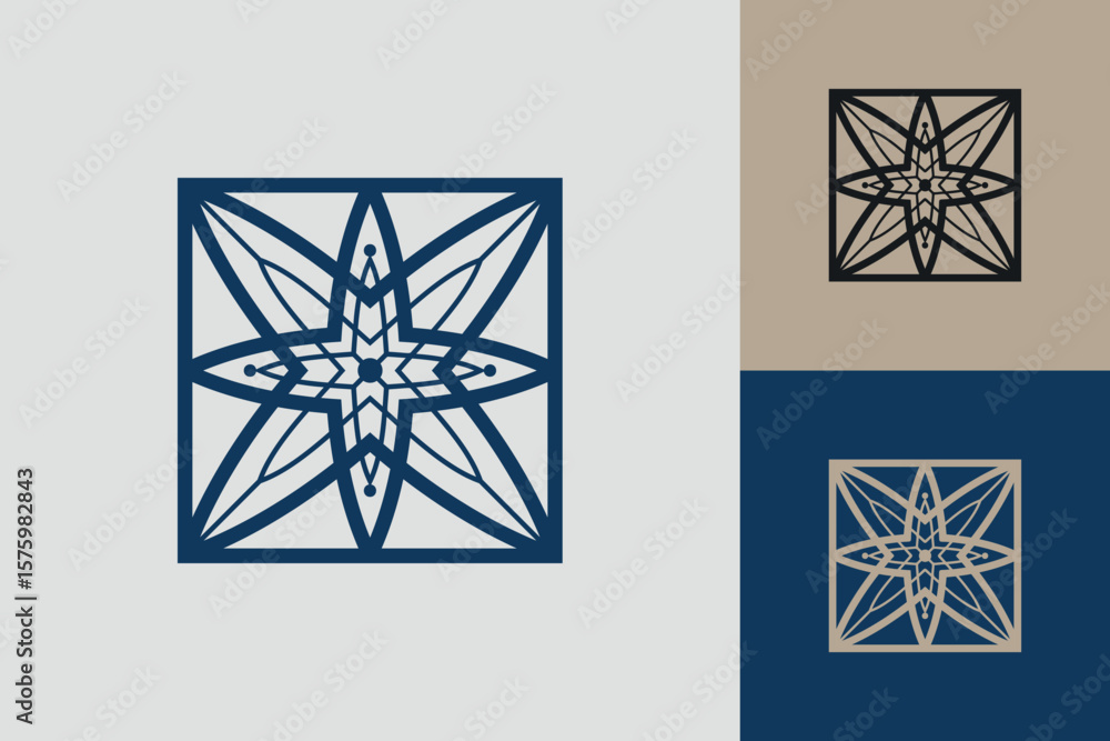 Poster geometric square logo icon. square concept vector design with minimalistic linear style