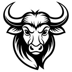 Obraz premium cute dairy cow or bull head vector Black and white cartoon farm animal illustration