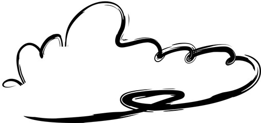 Cloud brush strokes, chalk, ink, pen