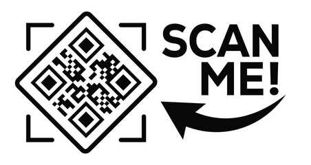 QR code scan icon set. Scan me frame. QR code scan for smartphone. QR code for mobile app, payment and identification. Vector illustration.