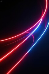 Abstract Neon Light Trails Red and Blue Glowing Lines on Dark Background