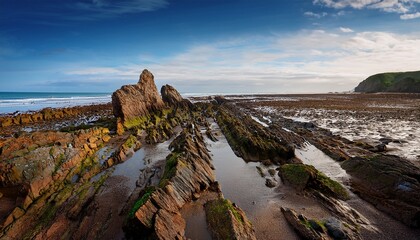 coastal rock formation at low tide