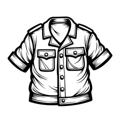 Torn military patch on uniform – Hand-drawn coloring design for kids