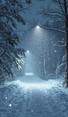 Naklejka premium blizzard and Copy space. winter concept background. snow powder. night background. studio photo.