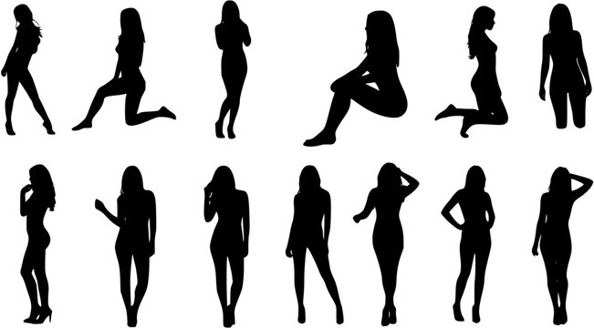 Silhouettes of sexy women, vector collection
