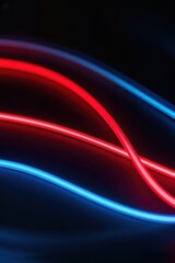 Abstract Neon Light Painting Red and Blue Swirls in Dark Background
