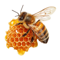 bee honey honeycomb isolated on white or transparent