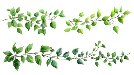 Obraz premium Two sets of spring foliage branches.