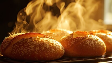 Steam Rising from Warm, Homemade Bread