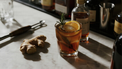 mojito cocktail on a wooden table
