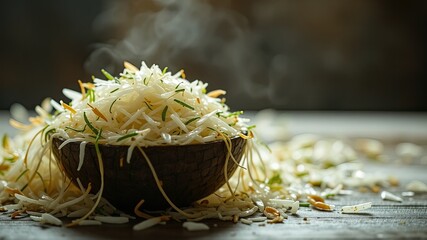 Uncooked Rice Grains, Natural Food Photography Concept