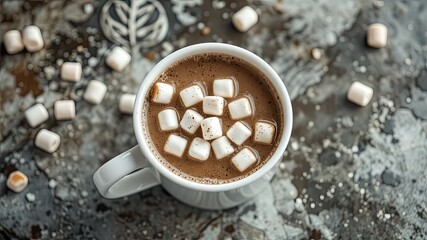 Winter Warmth in a White Mug with Marshmallows
