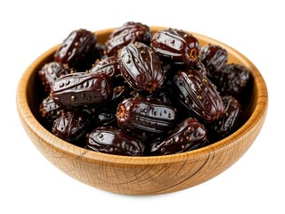 Wooden Bowl with Dates - Isolated Food Image