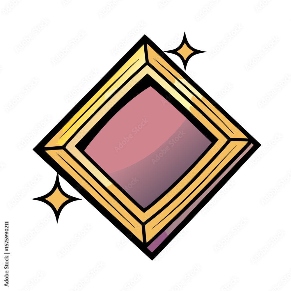 Poster isolated vector image of a diamond-shaped frame in pop art style on a transparent background